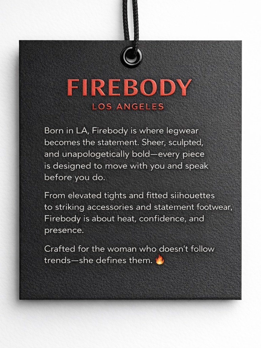 Bold Hosiery Tag - Black with Red Logo